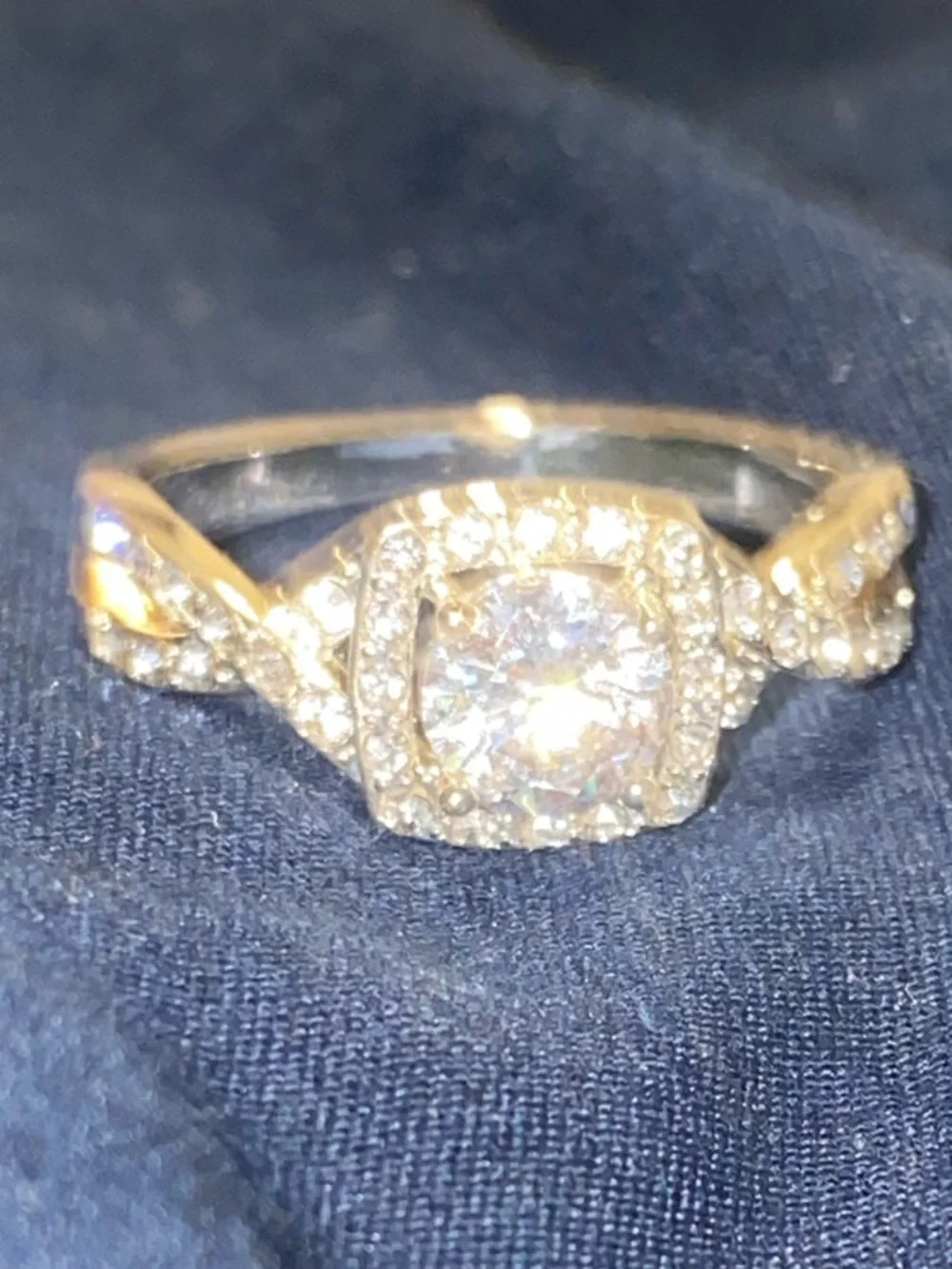 Silver Halo Cubic Zirconia Engagement Ring